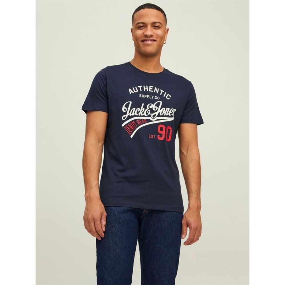 Jack And Jones Mens Ethan T-Shirt (Pack of 3) / Navy